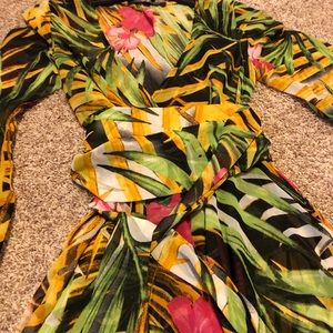 Haoduoyi tropical sheer maxi dress